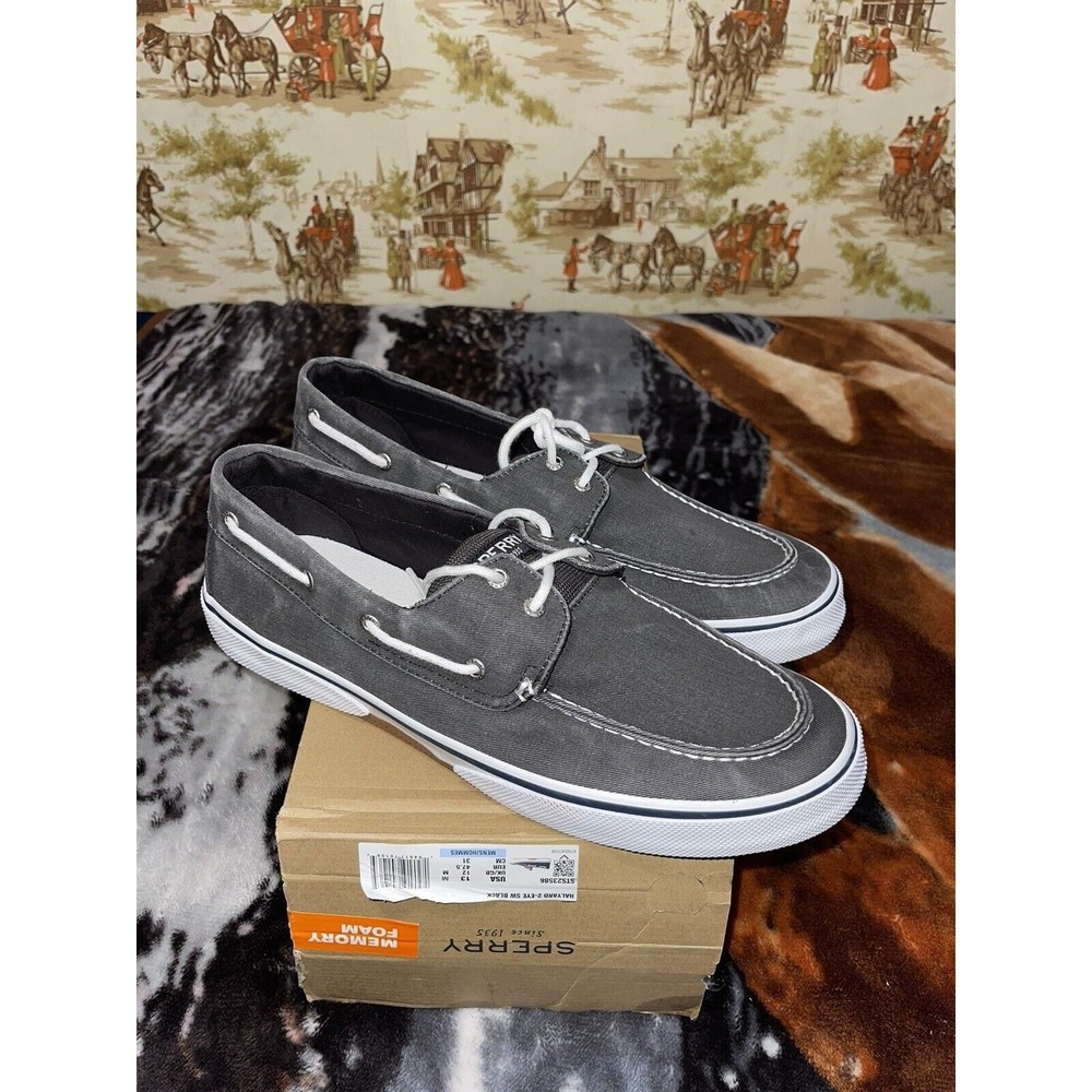 Sperry Men's Halyard 2-Eye Saltwashed Black  Size 13